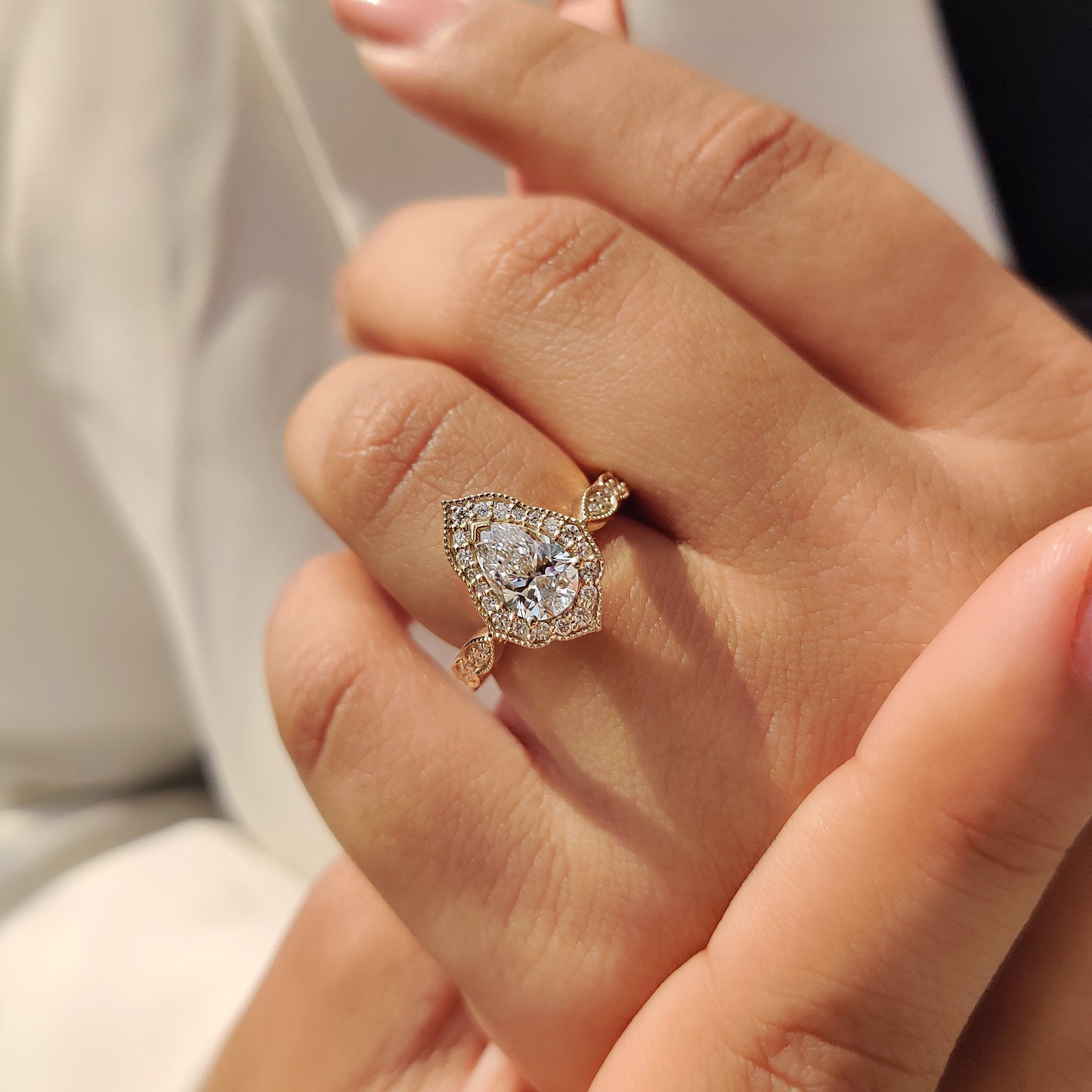 Cushion Hidden Halo Lab Grown Diamond Engagement Ring